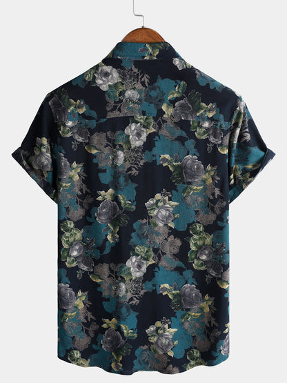 Men's Short Sleeve Lightweight Breathable Retro Island Holiday Floral Pattern Shirt