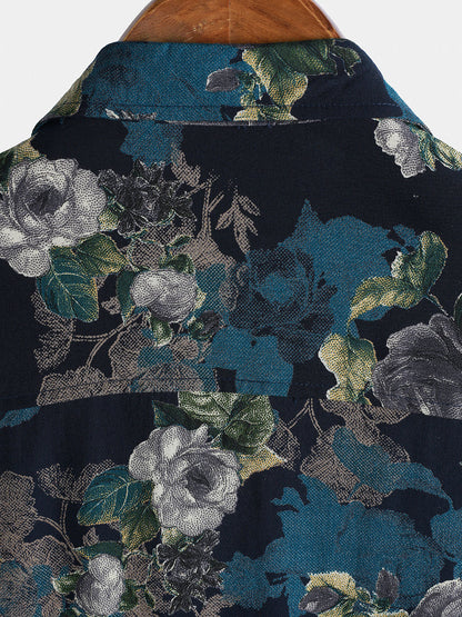 Men's Short Sleeve Lightweight Breathable Retro Island Holiday Floral Pattern Shirt