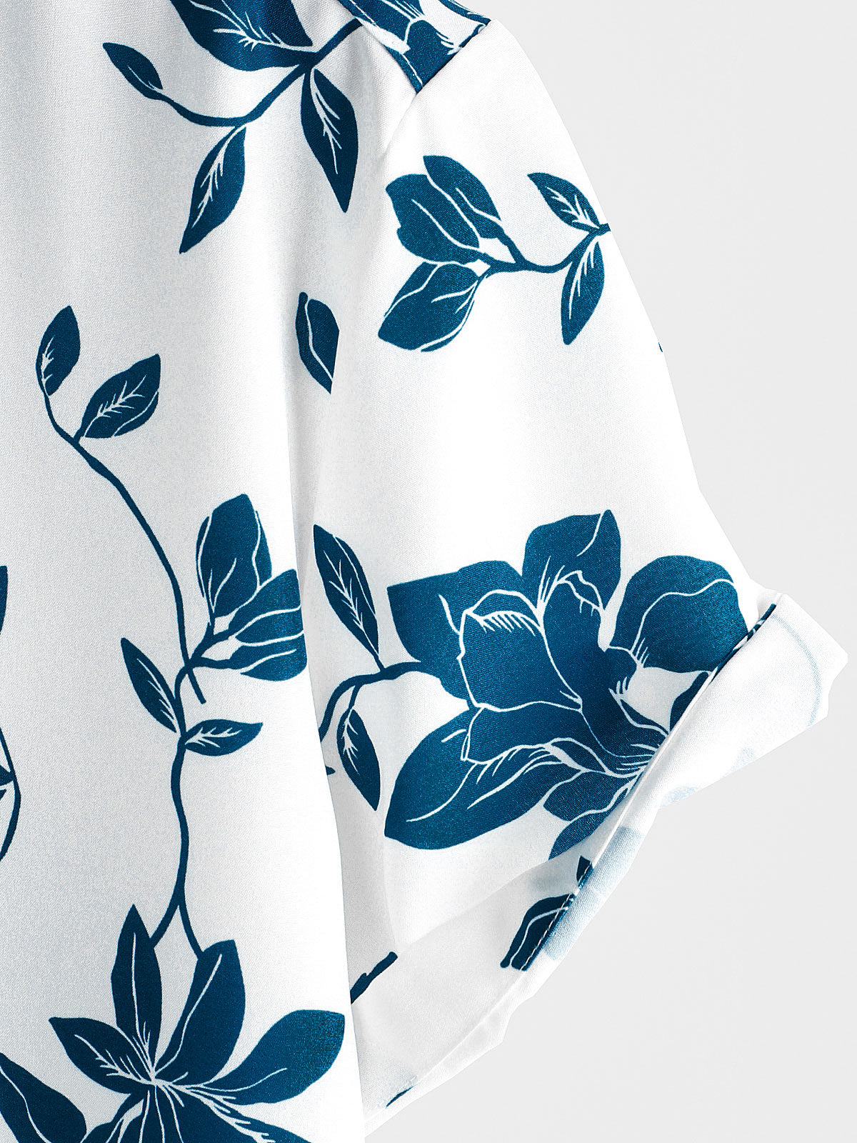 Men's Blue Floral Summer Holiday Button Up Short Sleeve Shirt