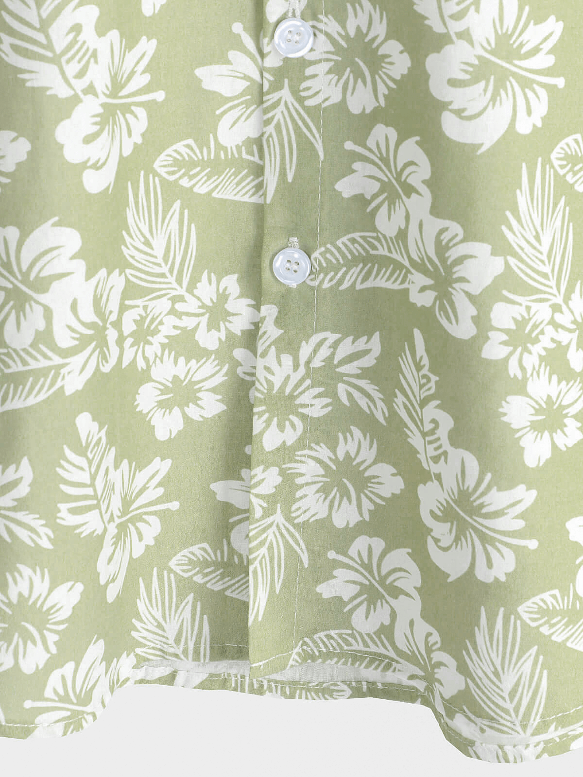 Men's Hawaiian Green Holiday Cotton Summer Floral Button Up Short Sleeve Shirt