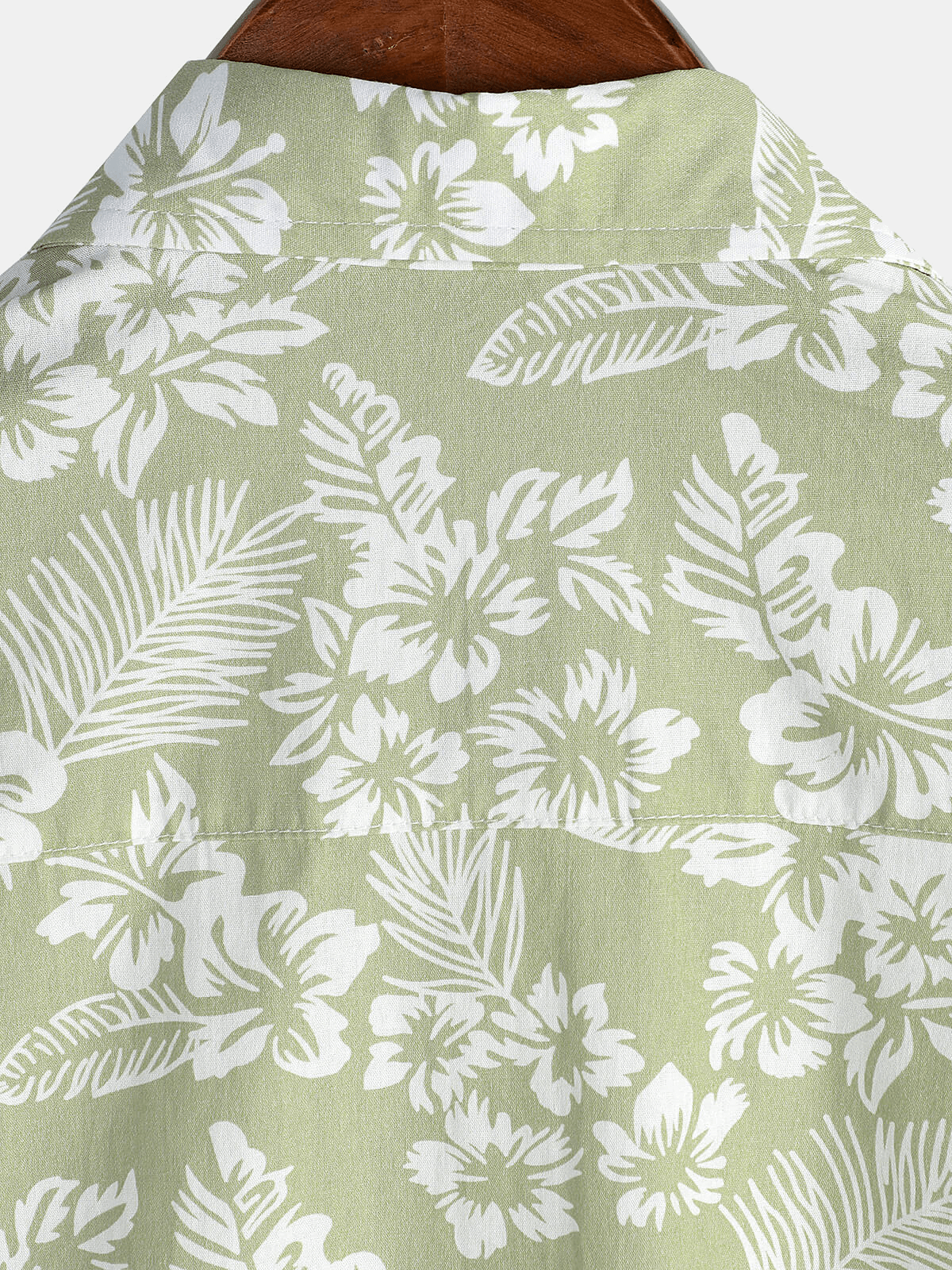 Men's Hawaiian Green Holiday Cotton Summer Floral Button Up Short Sleeve Shirt