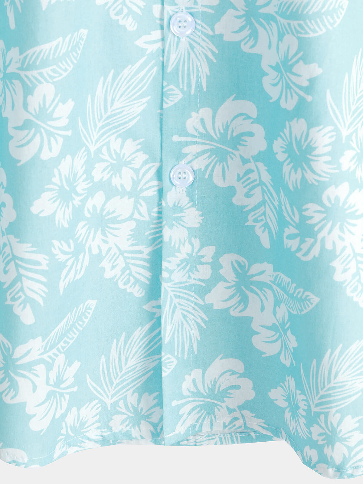 Men's Holiday Blue Hawaiian Floral Button Up Short Sleeve Shirt