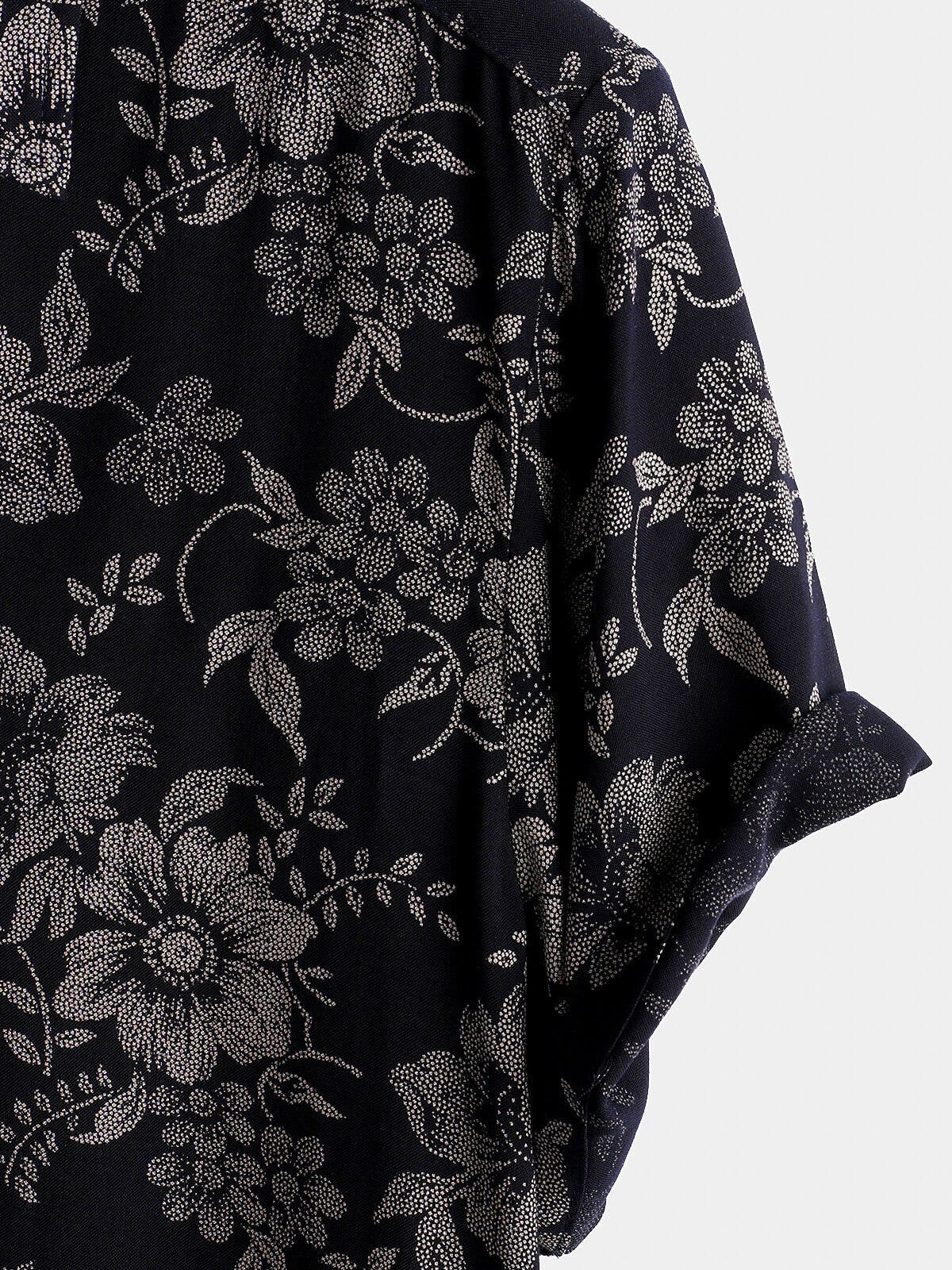 Men's Floral Print Vintage Flower Holiday Breathable Button Up Navy Blue Hawaiian Short Sleeve Shirt