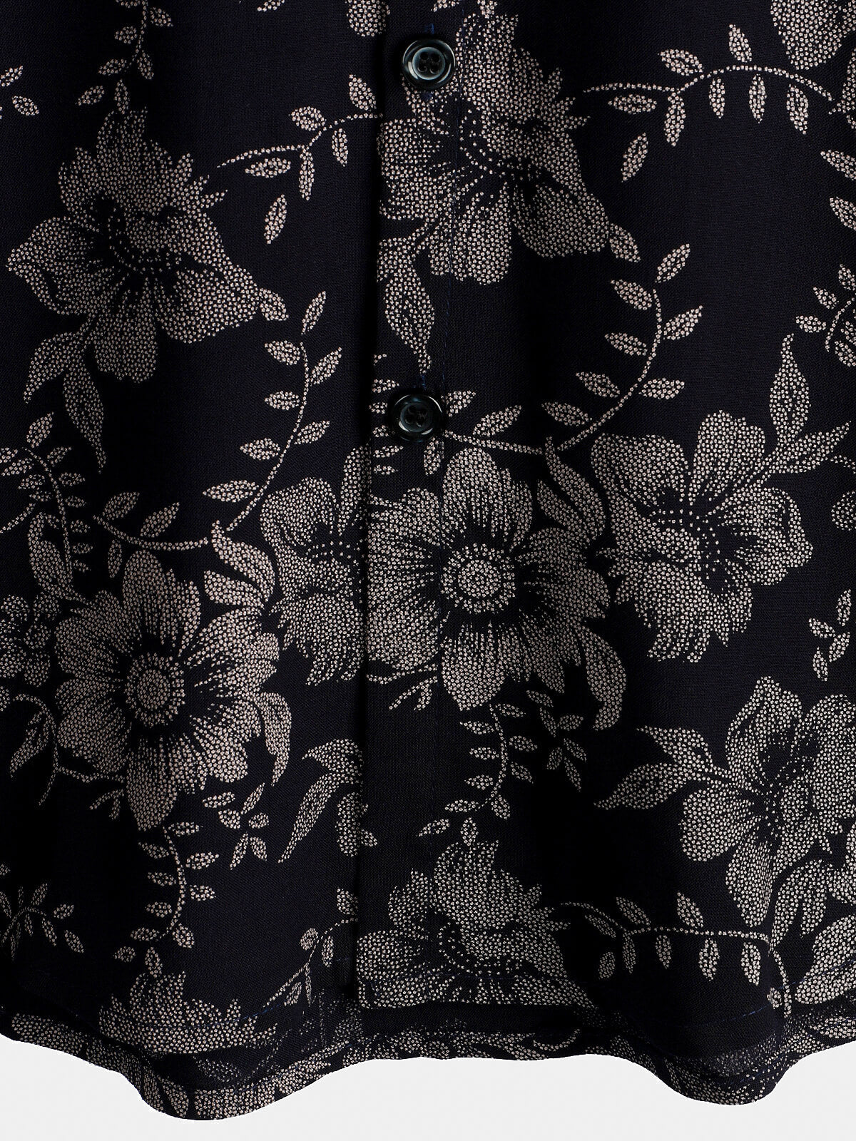 Men's Floral Print Vintage Flower Holiday Breathable Button Up Navy Blue Hawaiian Short Sleeve Shirt