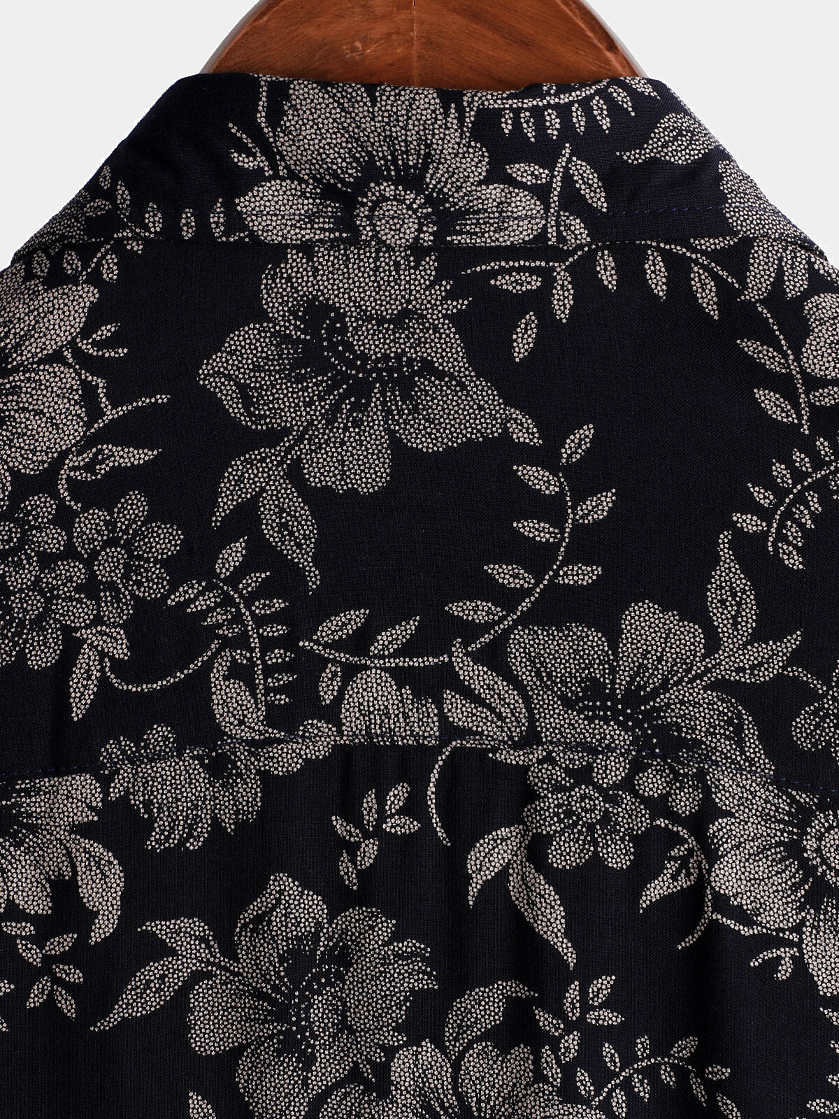 Men's Floral Print Vintage Flower Holiday Breathable Button Up Navy Blue Hawaiian Short Sleeve Shirt