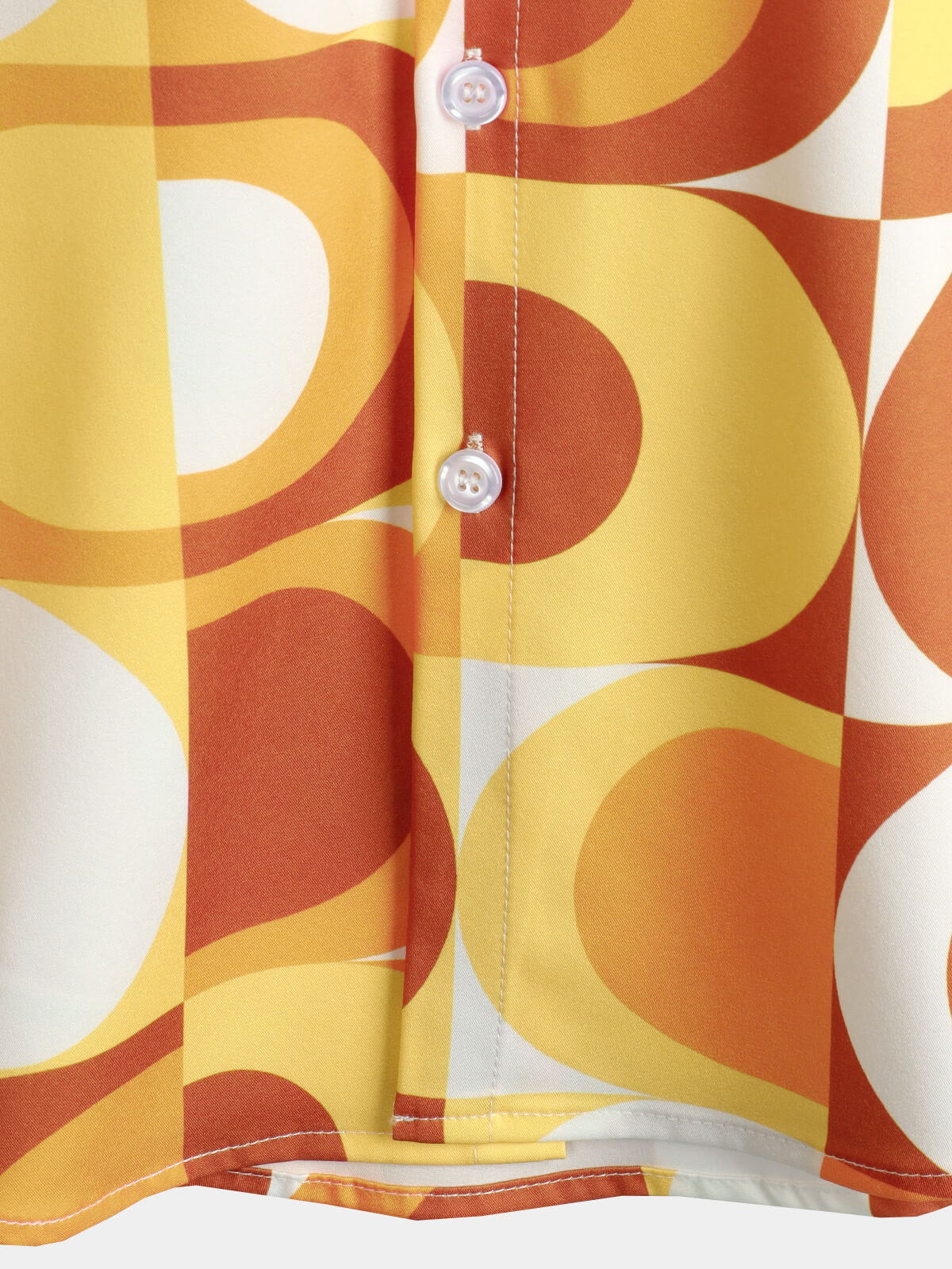 Men's Summer Retro Button Up Vintage Orange 70s Geometric Disco Summer Beach Cool Short Sleeve Shirt