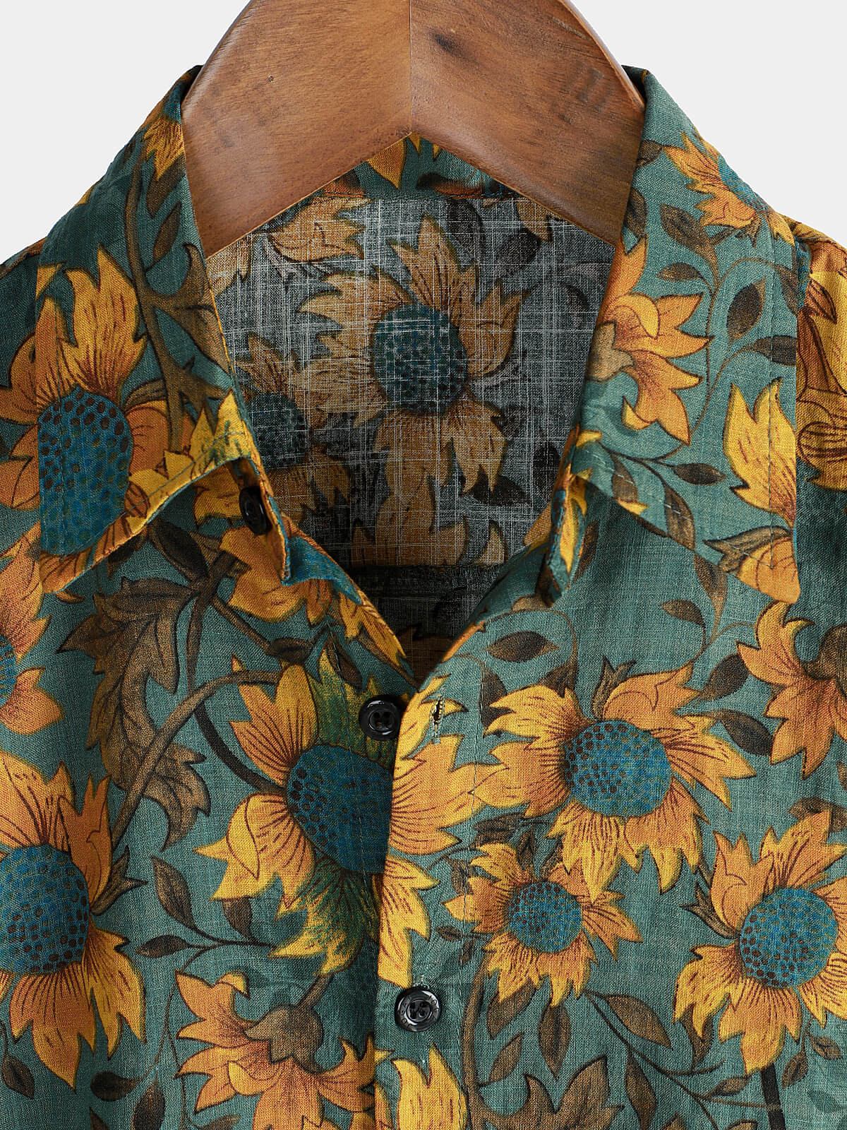 Men's Retro Sunflower Breathable Cotton Short Sleeve Summer Shirt