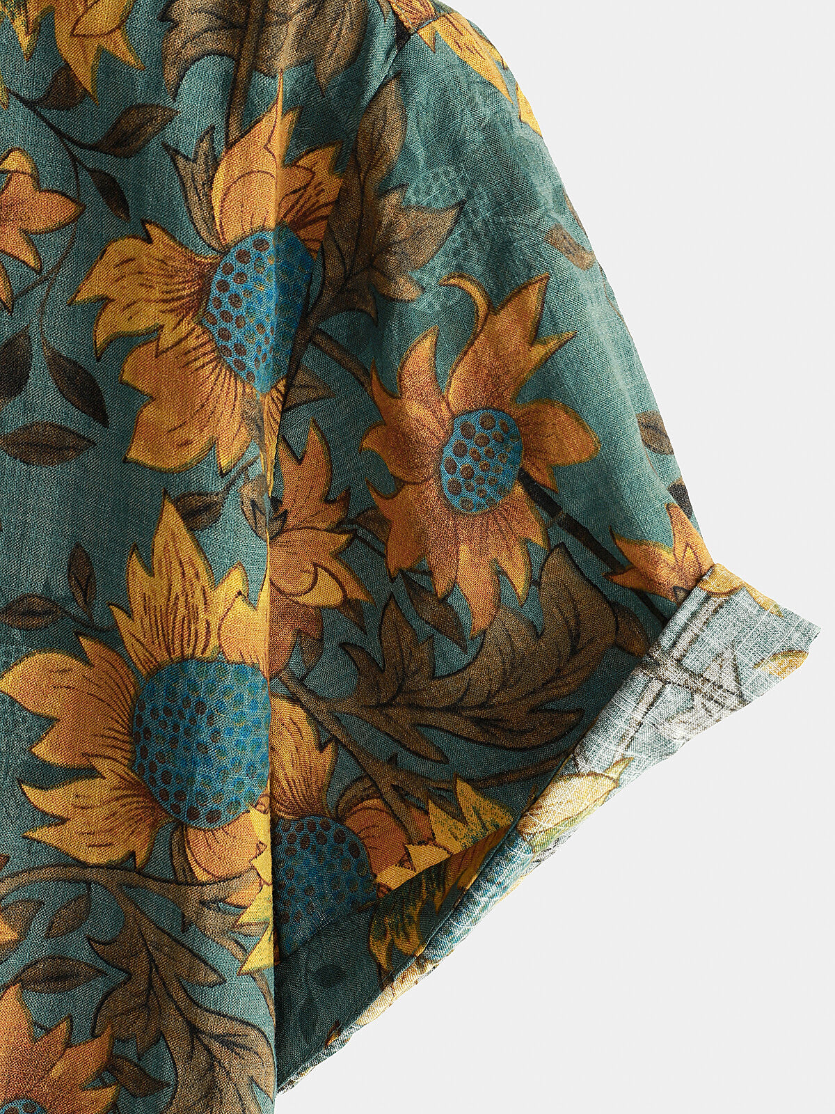 Men's Retro Sunflower Breathable Cotton Short Sleeve Summer Shirt