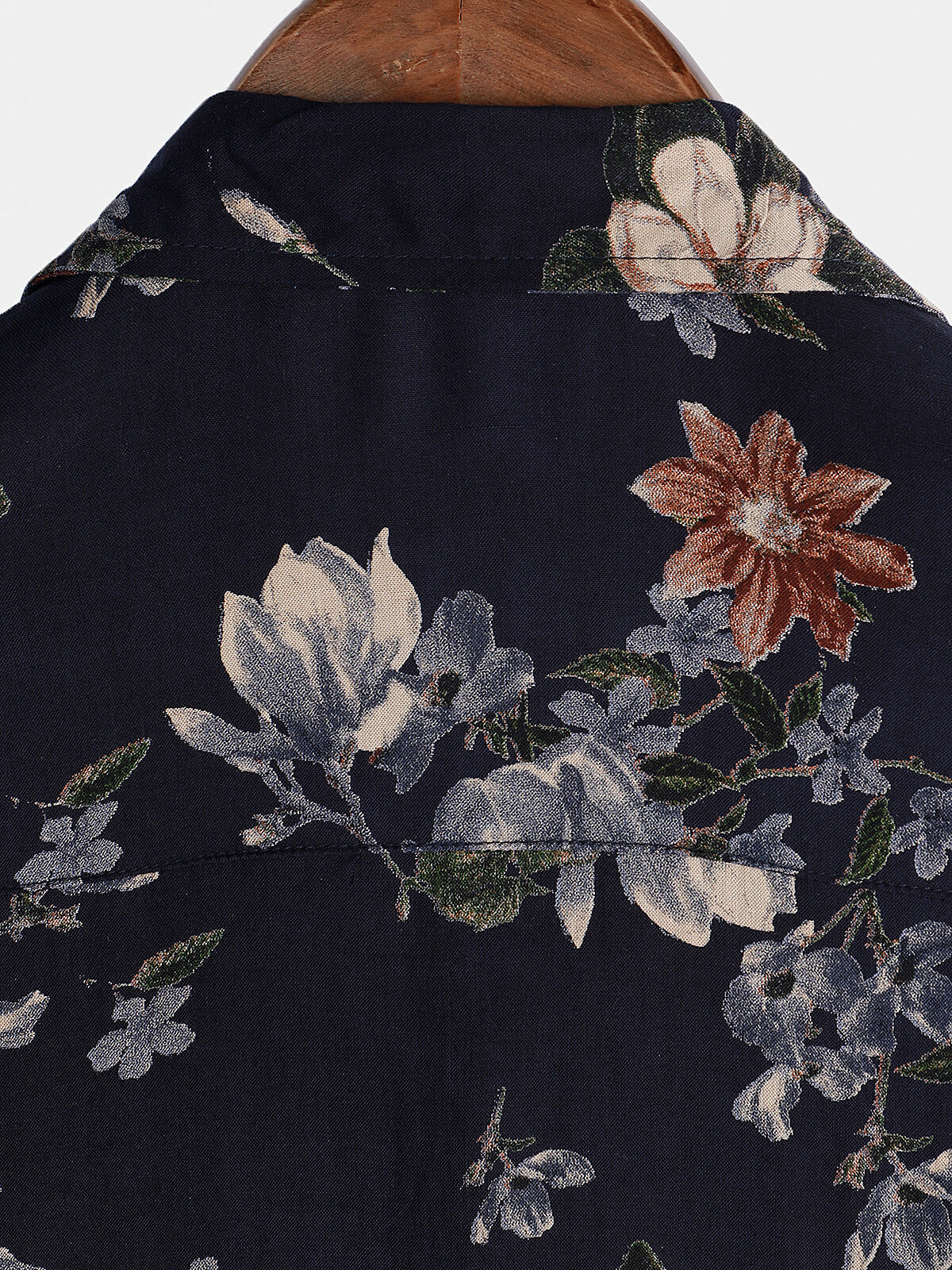 Men's Vintage Navy Blue Holiday Summer Floral Beach Rayon Short Sleeve Shirt