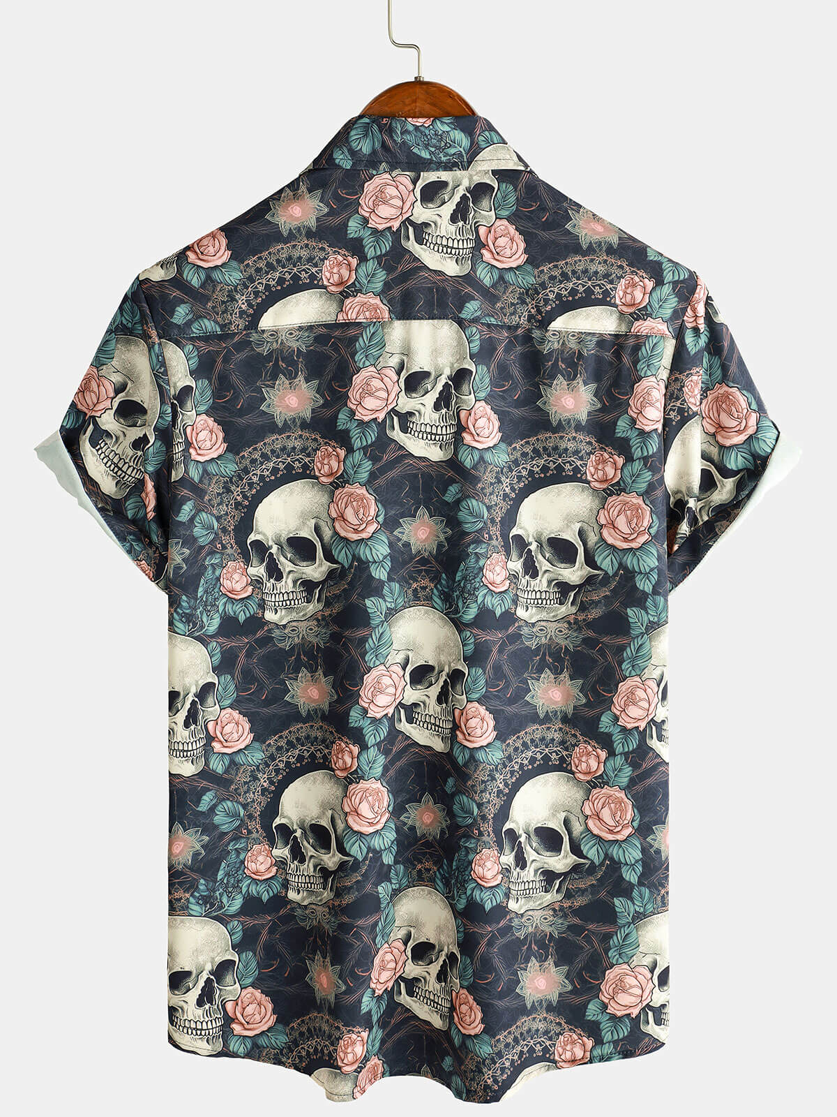 Men's Cool Skull Punk Rock Holiday Beach Short Sleeve Summer Shirt