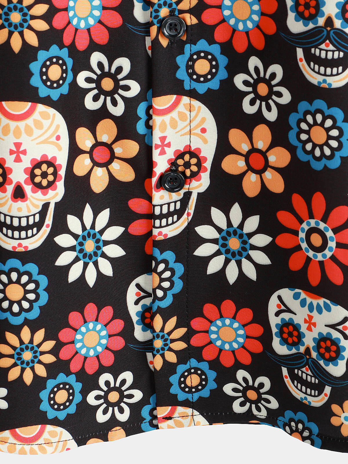 Men's Sugar Skull Punk Rock Holiday Cool Beach Short Sleeve Summer Shirt