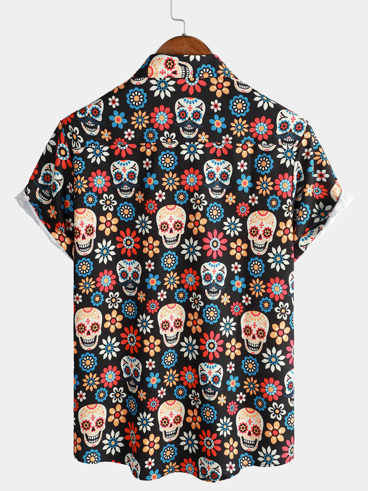 Men's Sugar Skull Punk Rock Holiday Cool Beach Short Sleeve Summer Shirt