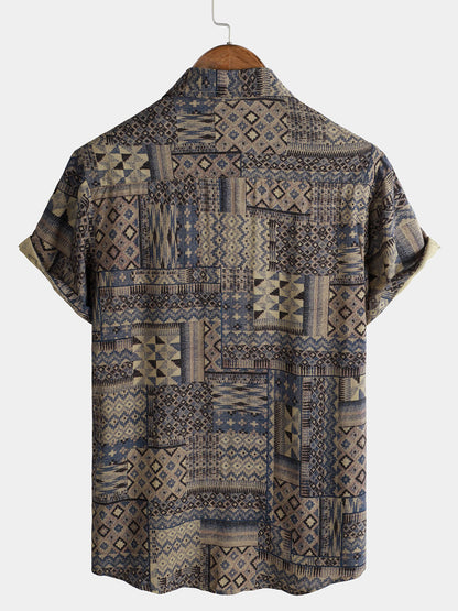 Men's Casual Vintage Rayon Holiday Short Sleeve Shirt
