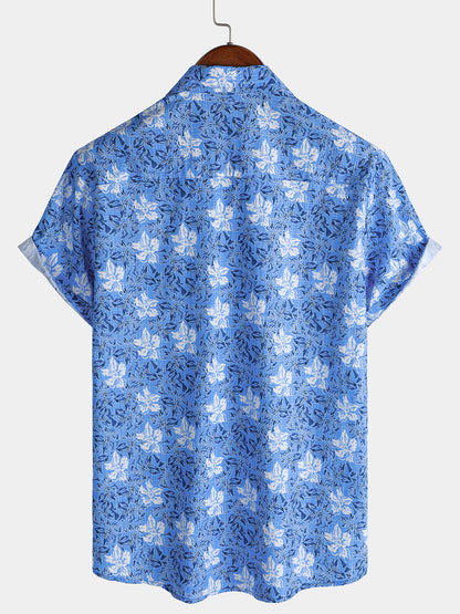 Men's Cotton Tropical Floral Short Sleeve Resort Beach Shirt