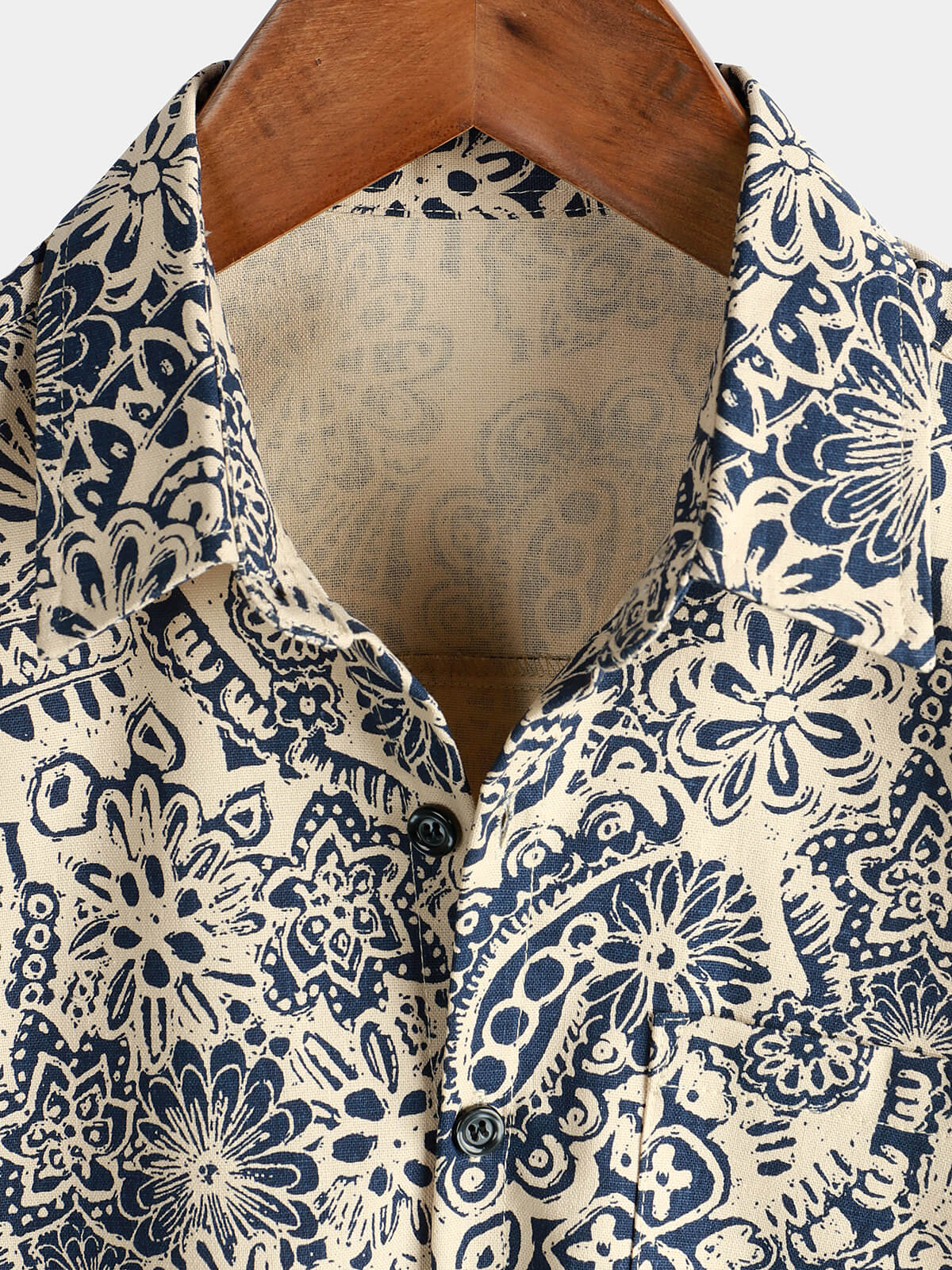 Men's Retro Floral Pocket Short Sleeve 70s Paisley Print Vintage Button Up Shirt