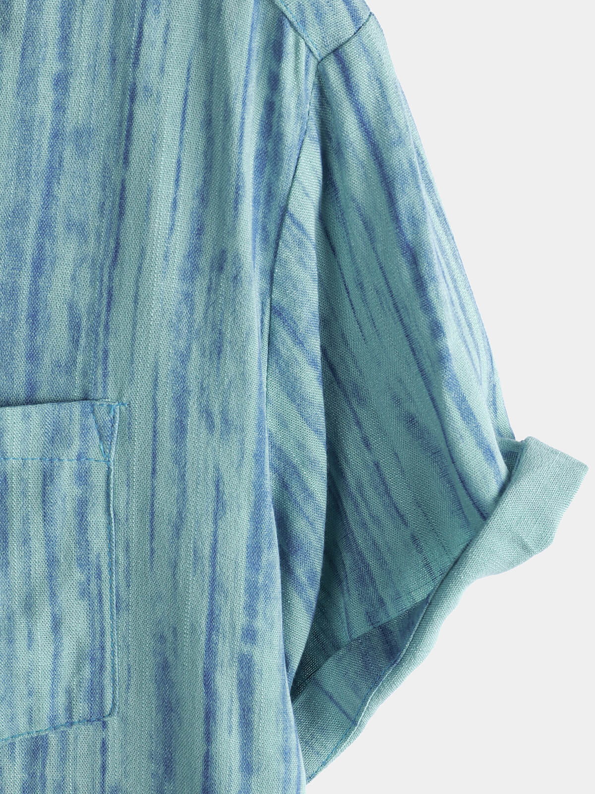 Men's Breathable Short Sleeve Pocket Blue Striped Shirt