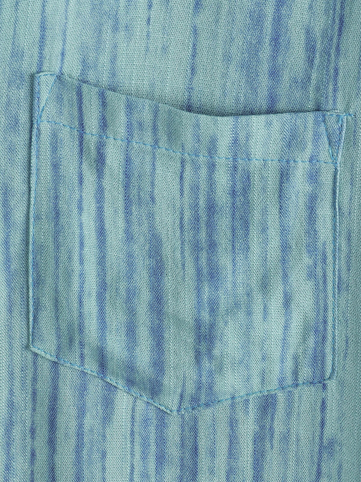 Men's Breathable Short Sleeve Pocket Blue Striped Shirt