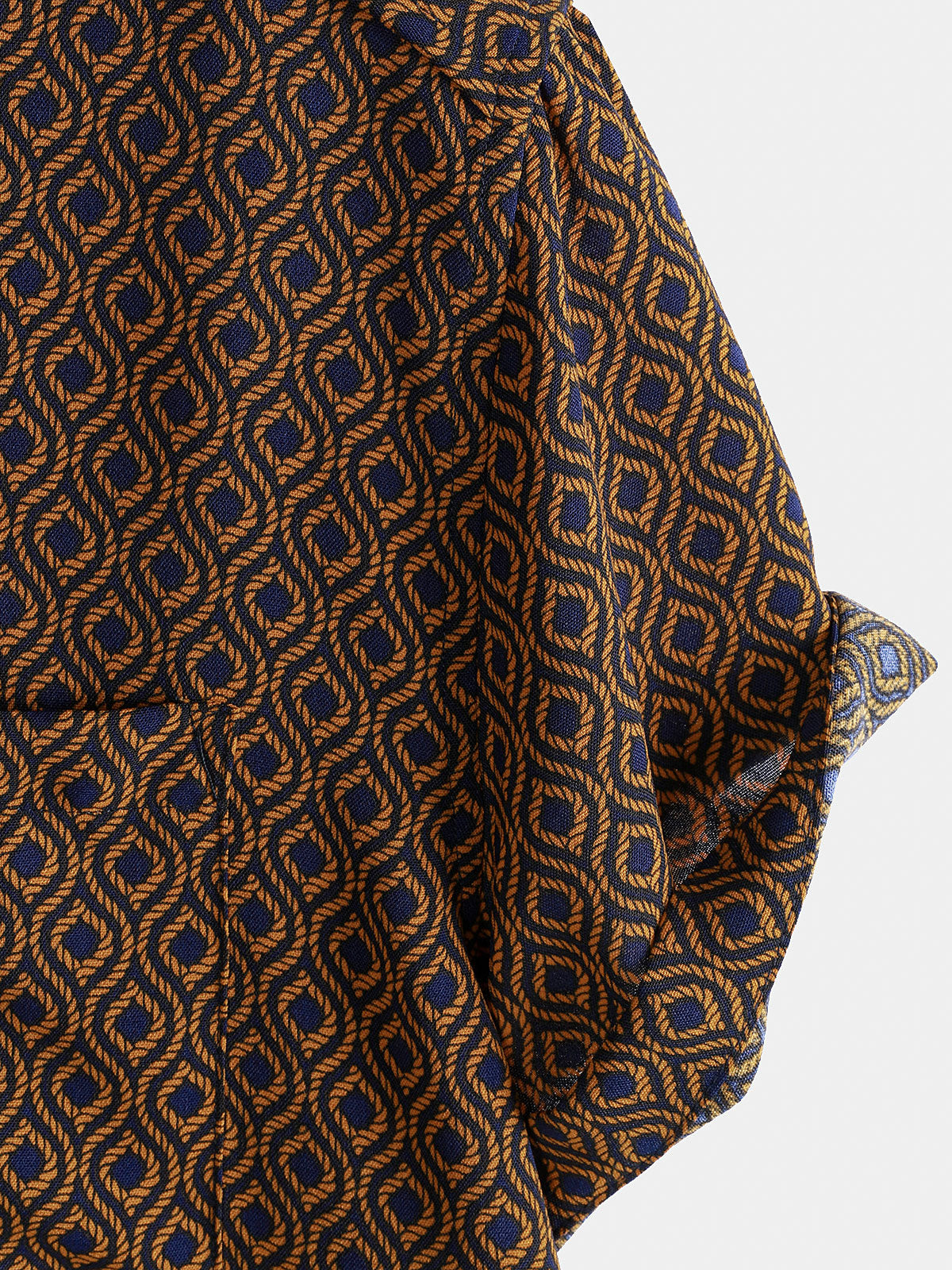 Men's Casual Holiday Brown Short Sleeve Button Up Retro Shirt