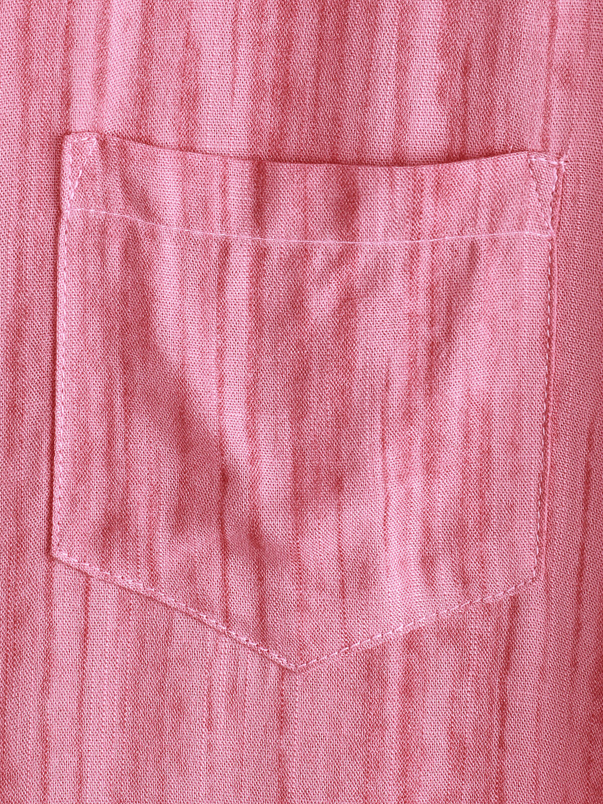 Men's Breathable Short Sleeve Pocket Pink Striped Shirt