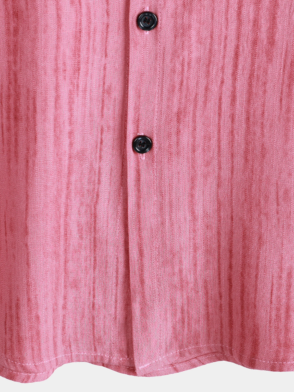 Men's Breathable Short Sleeve Pocket Pink Striped Shirt