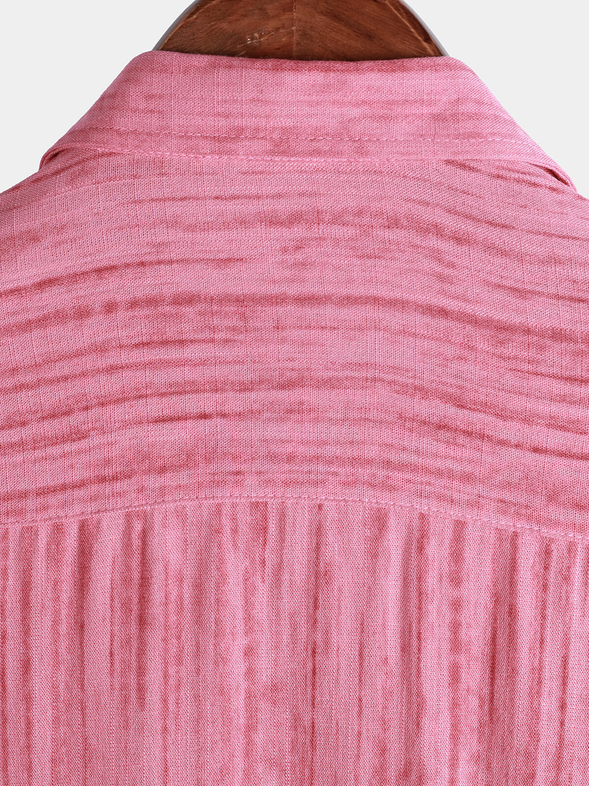 Men's Breathable Short Sleeve Pocket Pink Striped Shirt