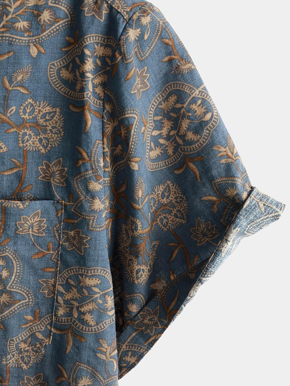 Men's Paisley Vintage Floral 70s Retro Button Up Beach Short Sleeve Shirt
