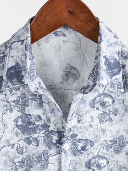 Men's Vacation Resort Lightweight Botanical Print Island Holiday Shirt