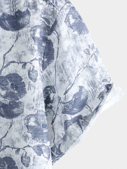 Men's Vacation Resort Lightweight Botanical Print Island Holiday Shirt