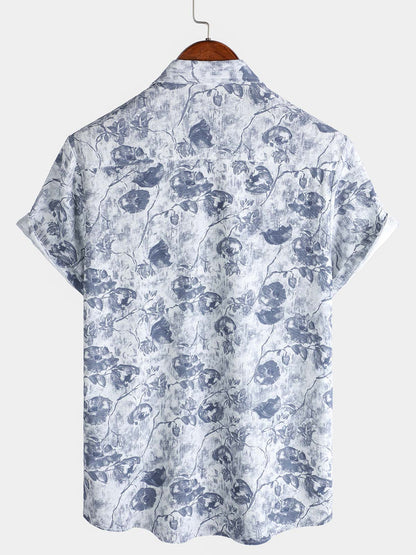 Men's Vacation Resort Lightweight Botanical Print Island Holiday Shirt
