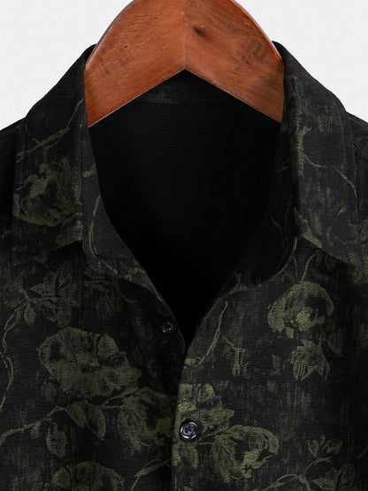 Men's Retro Floral Print Holiday Breathable Hawaiian Short Sleeve Shirt