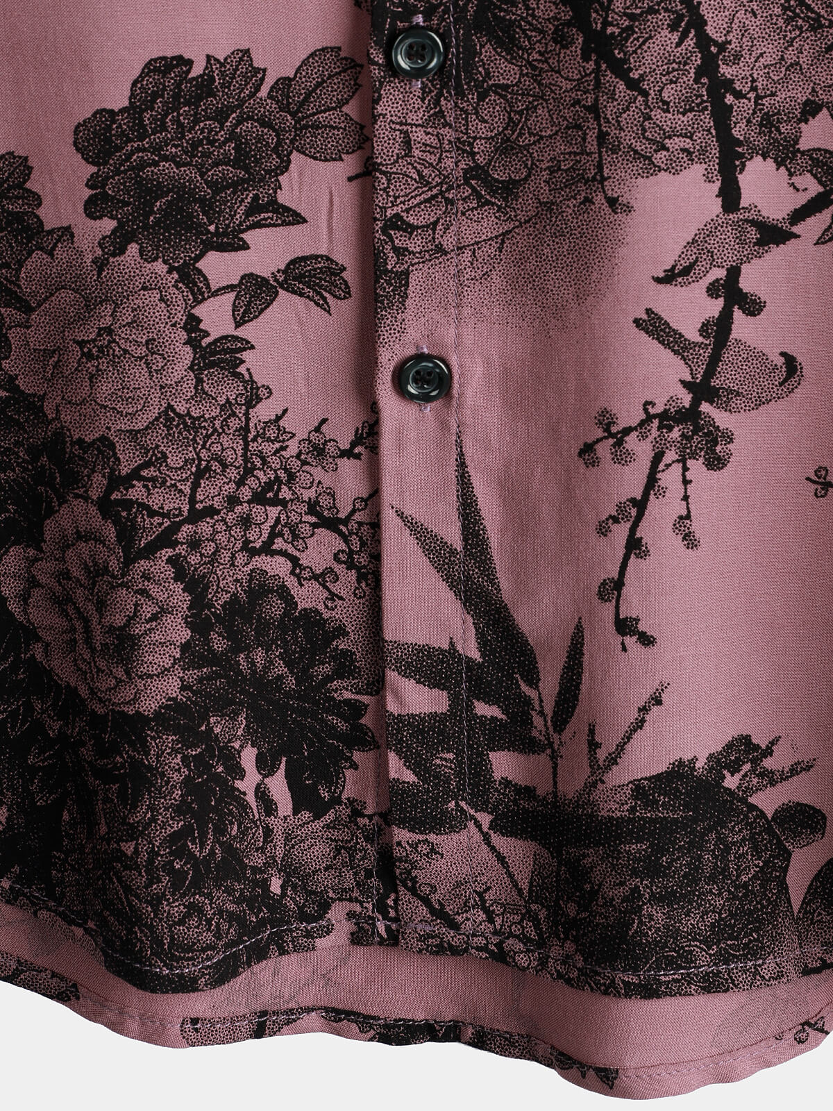 Men's Bamboo Floral Cool Summer Hawaiian Rayon Pink Button Up Short Sleeve Shirt
