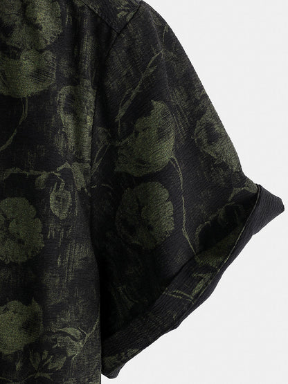 Men's Retro Floral Print Holiday Breathable Hawaiian Short Sleeve Shirt