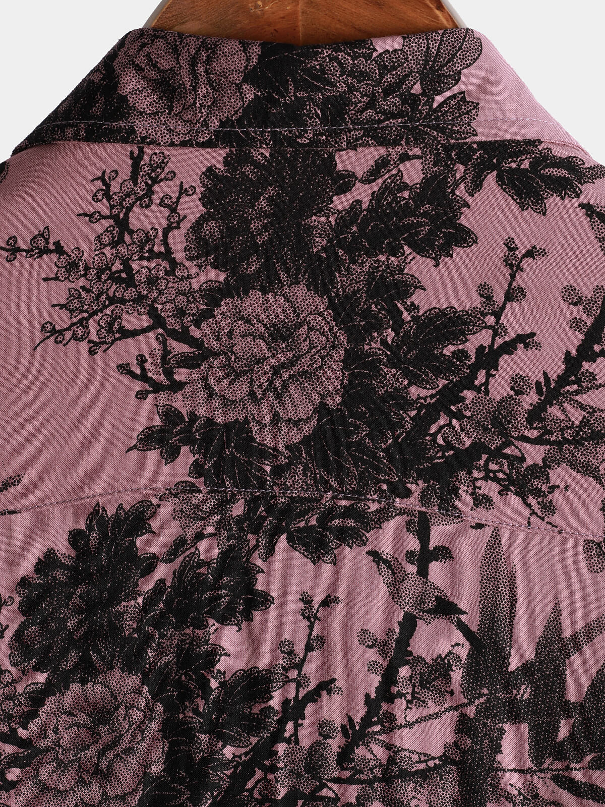 Men's Bamboo Floral Cool Summer Hawaiian Rayon Pink Button Up Short Sleeve Shirt