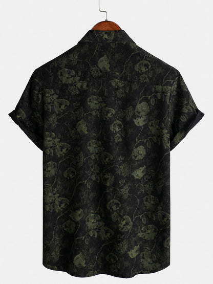 Men's Retro Floral Print Holiday Breathable Hawaiian Short Sleeve Shirt