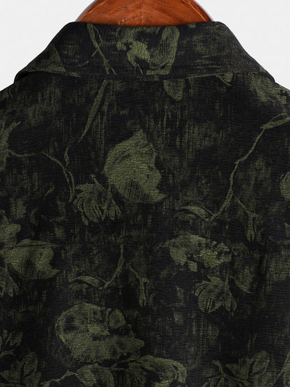 Men's Retro Floral Print Holiday Breathable Hawaiian Short Sleeve Shirt