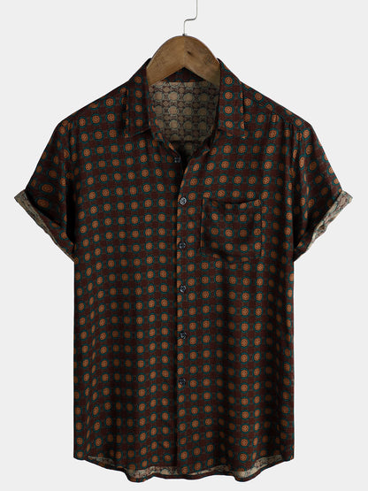 Men's Casual Vintage Summer Beach Short Sleeve Shirt
