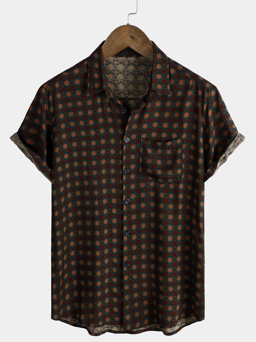 Men's Casual Vintage Summer Beach Short Sleeve Shirt