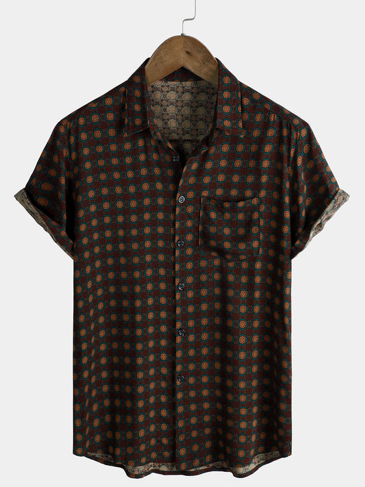 Men's Casual Vintage Summer Beach Short Sleeve Shirt