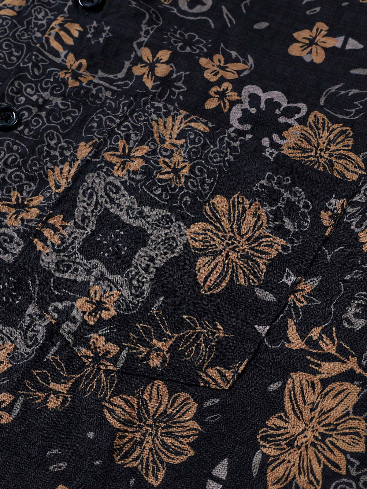 Men's Vintage Floral Print Bohemian Beach Short Sleeve Shirt