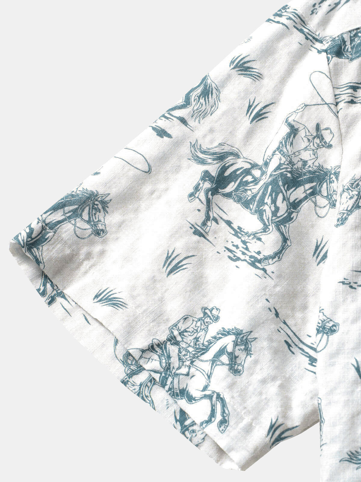 Men's Horse Print Cowboy Button Up Holiday Short Sleeve Shirt