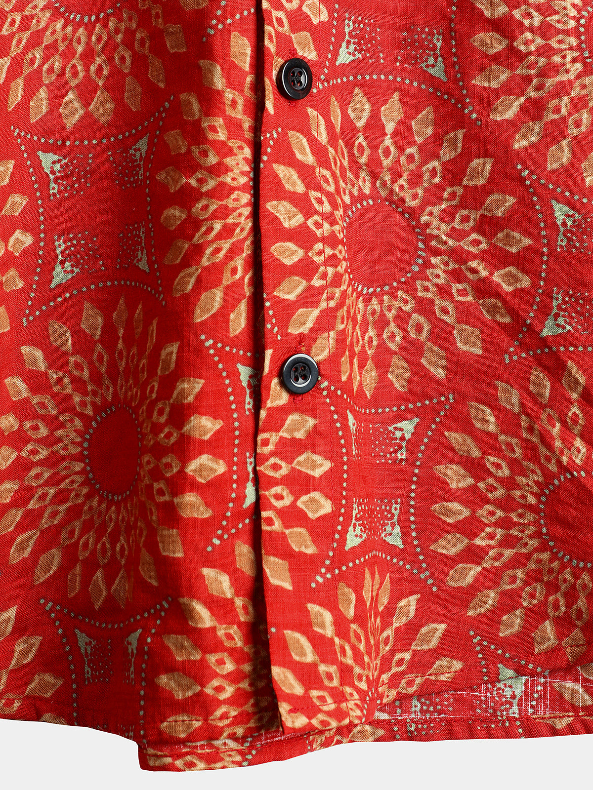 Men's Vintage Short Sleeve Cotton Boho 70s Leisure Button Up Hawaiian Shirt