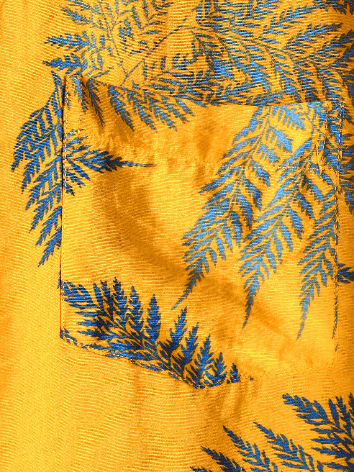 Men's Tropical Leaf Print Hawaiian Pocket Collared Top Cotton Button Up Short Sleeve Shirt