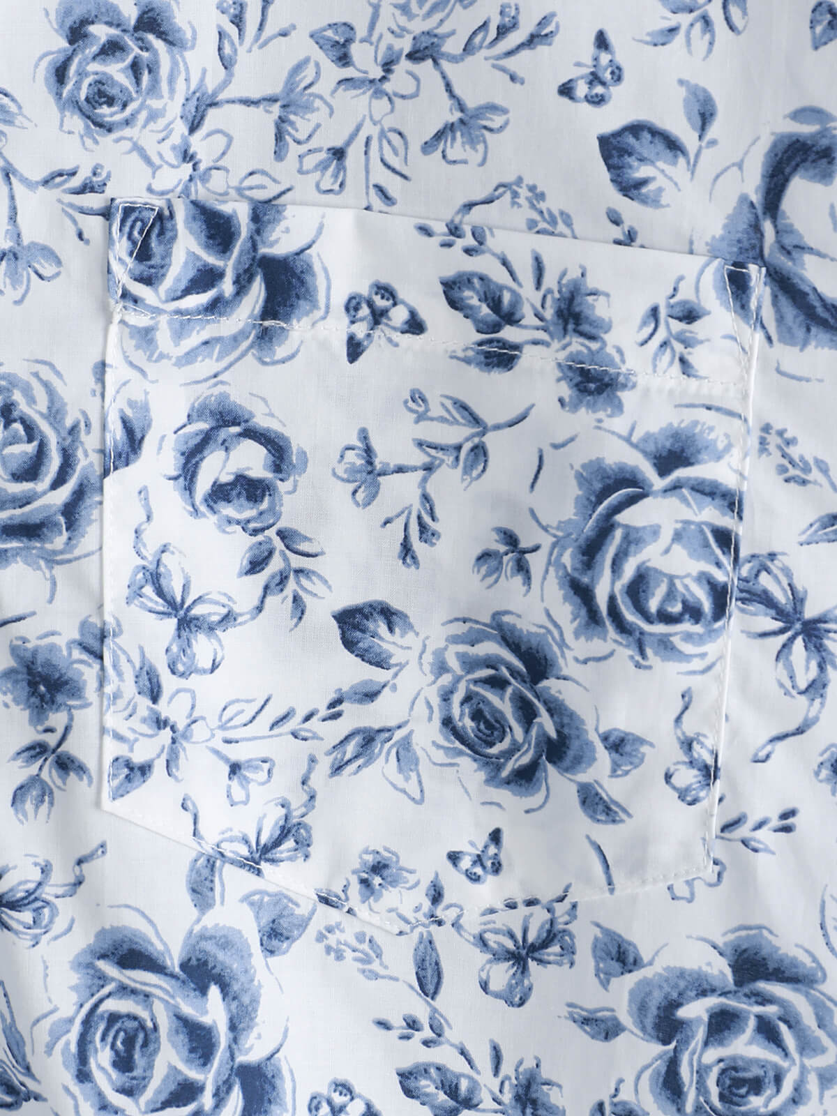 Men's Blue Rose Print Breathable Cotton Island Cruise Summer Holiday Resort Shirt