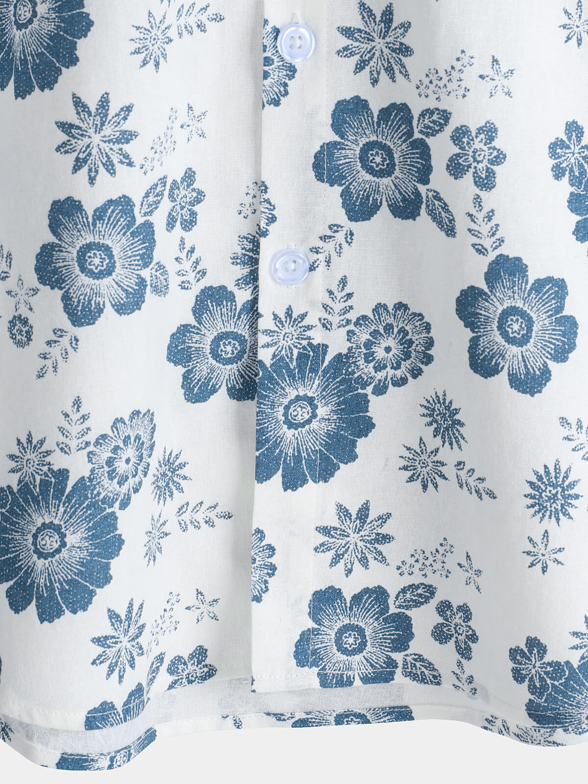 Men's Blue Daisy Print Breathable Cotton Island Cruise Summer Holiday Resort Shirt