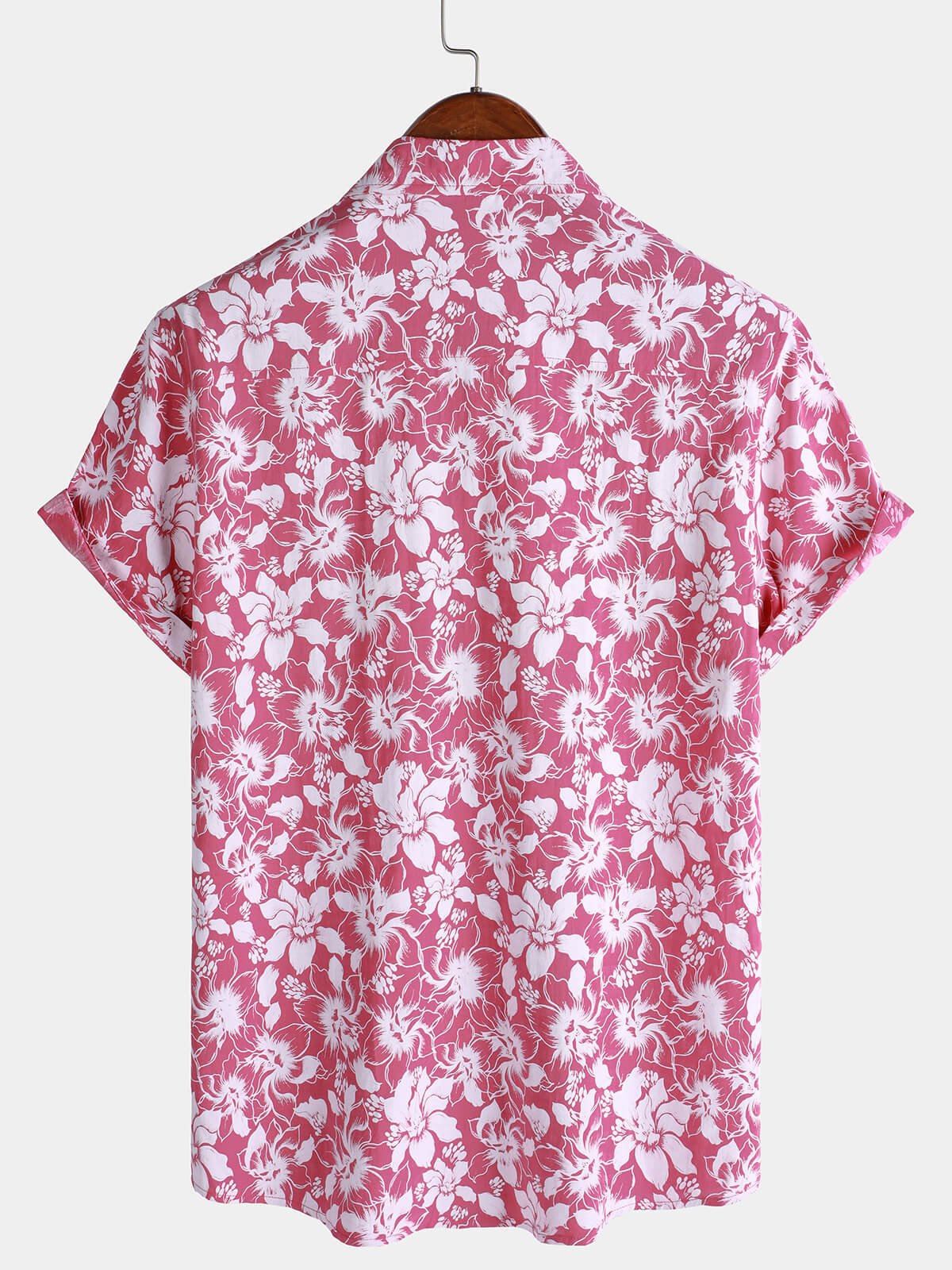 Men's Cotton Holiday Floral Print Hawaiian Beach Short Sleeve Shirt