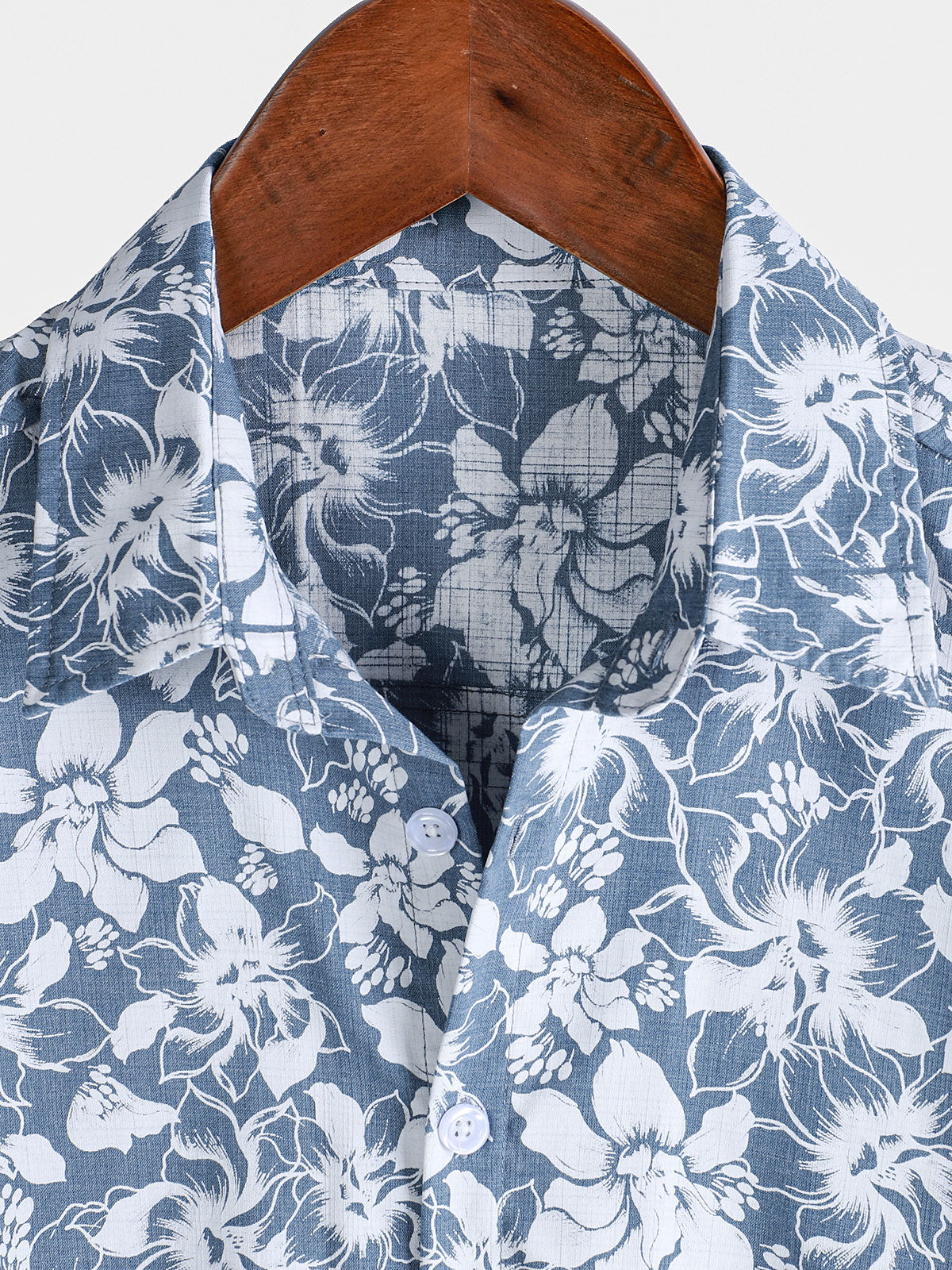 Men's Holiday Floral Print Hawaiian Beach Cotton Short Sleeve Shirt