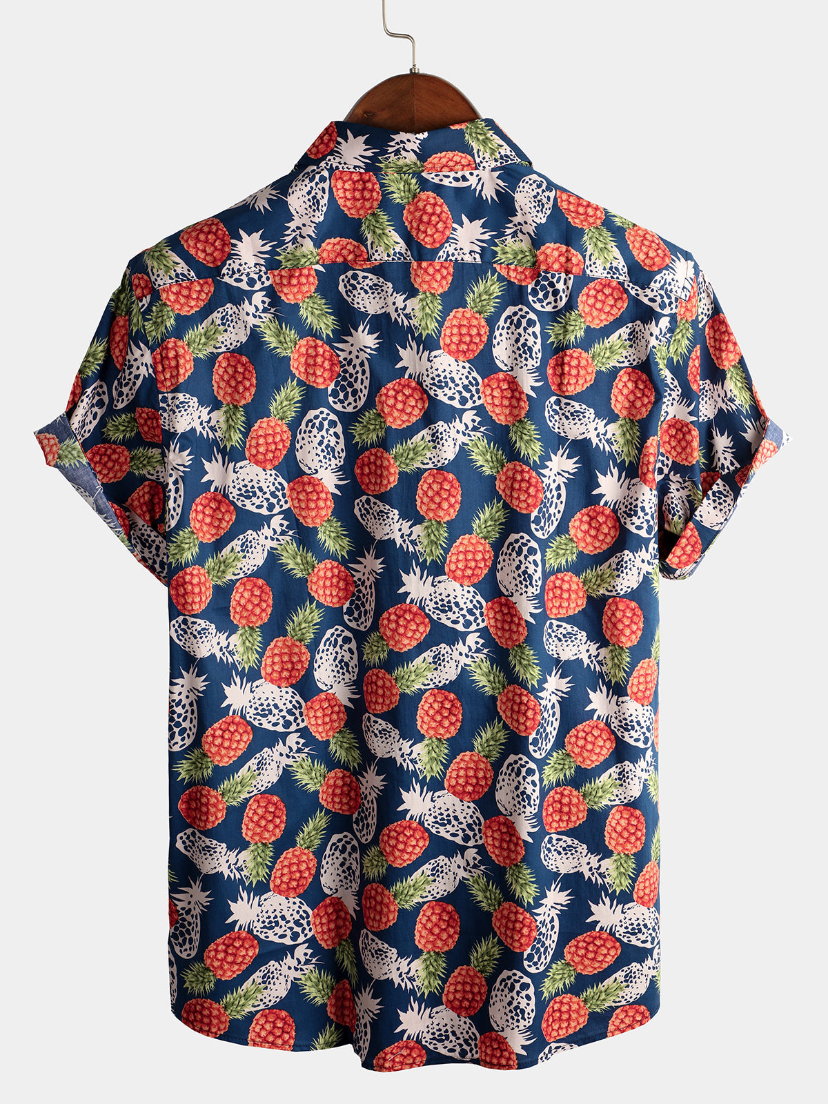 Men's Holiday Tropical Pineapple Pocket Cotton Shirt