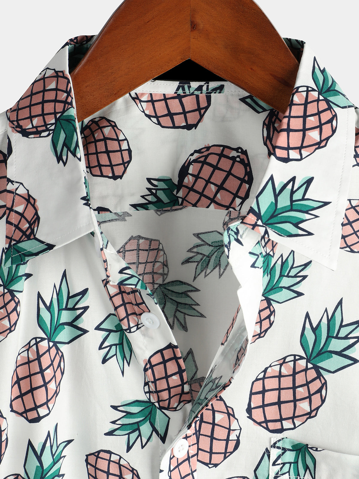 Men's Holiday Tropical Pineapple Pocket Cotton Shirt