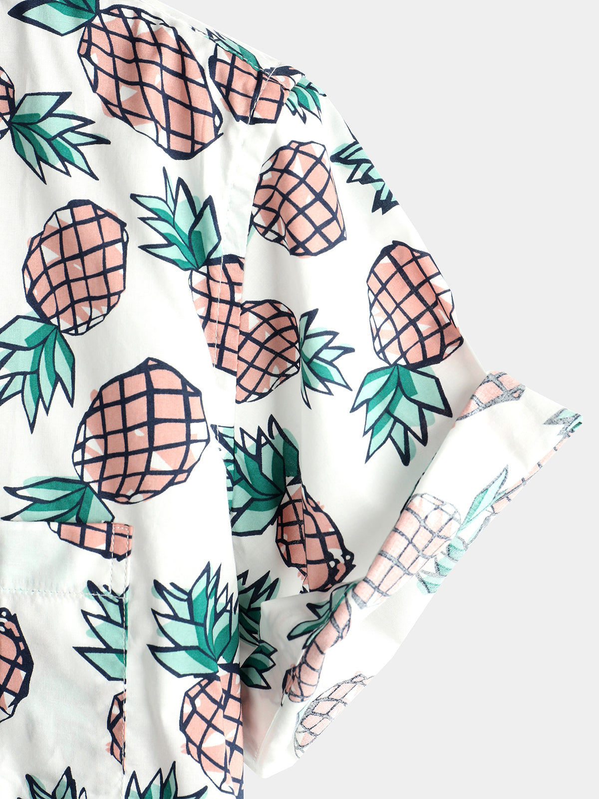 Men's Holiday Tropical Pineapple Pocket Cotton Shirt