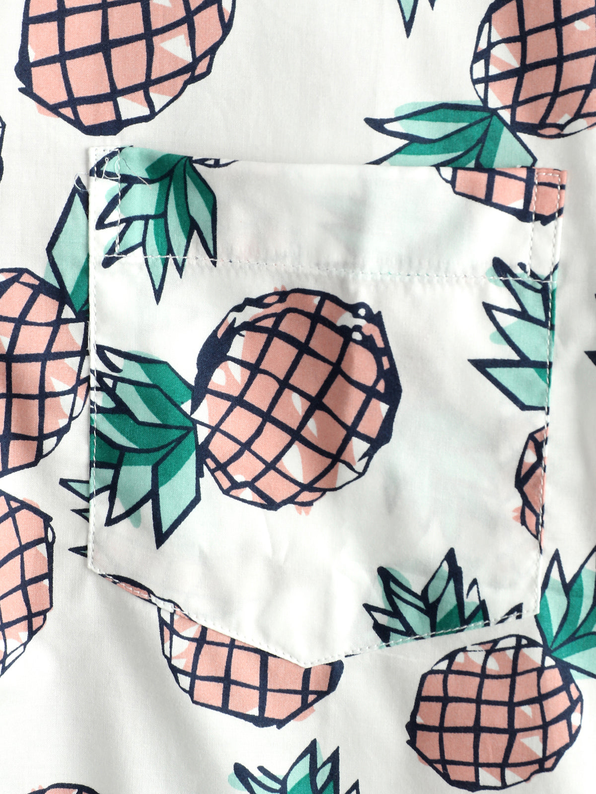 Men's Holiday Tropical Pineapple Pocket Cotton Shirt